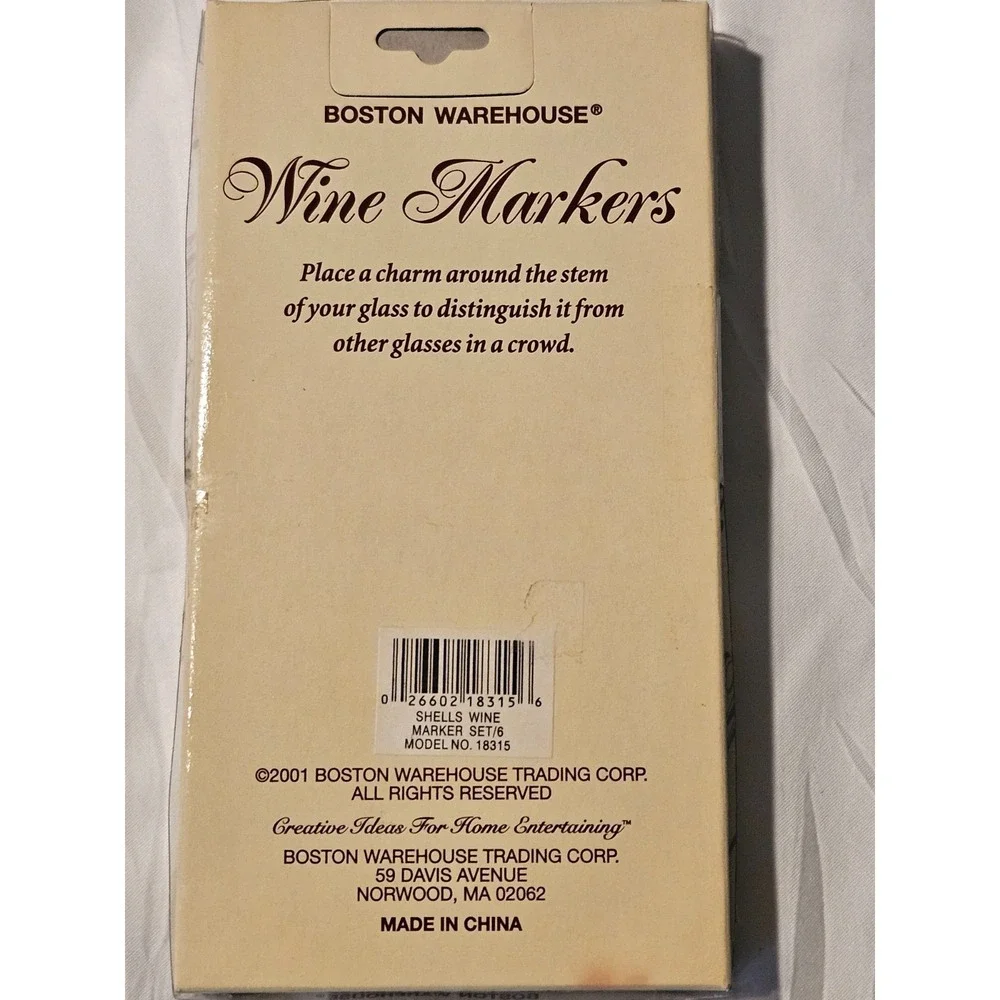 Vintage Boston Warehouse Wine Markers Home Entertaining Ideas  Shell Charms#3020